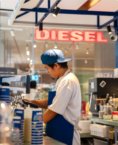 Barista working at Diesel cafe